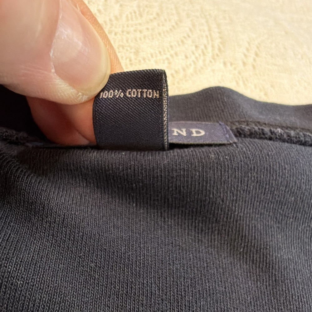 Lands' End Women Black 100% Cotton Knit V-Neck Button Front Cardigan L 14-16 - Picture 4 of 8